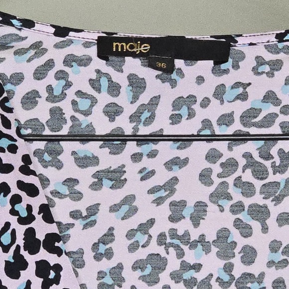 Maje Cinched Mini Dress Pink Leopard Animal Print Size 36 Small - Picture 7 of 7